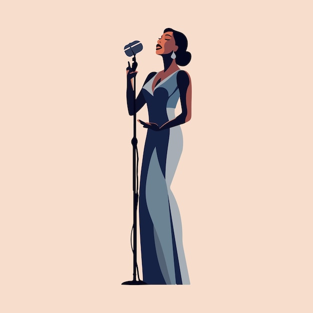 elegant singer woman flat illustration vector