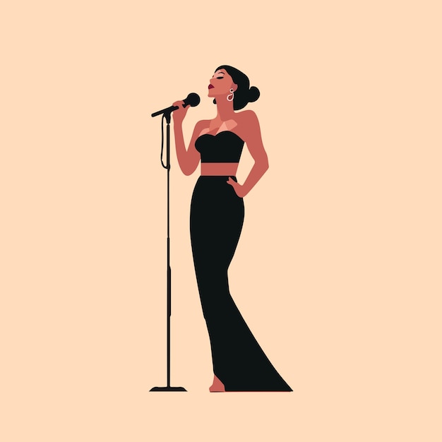 Vector elegant singer woman flat illustration vector