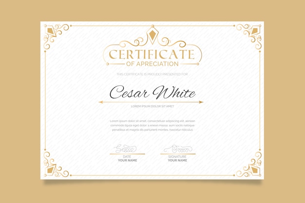 Elegant sjablooncertificaat met frame