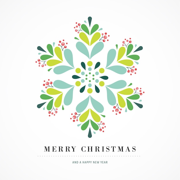 Elegant snowflake poster, winter icon, merry christmas greeting card template