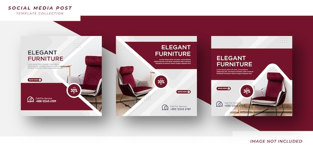 Elegant social media instagram feed post furniture sale banner template Premium Vector