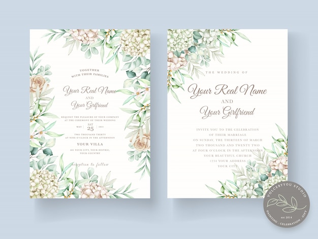 Elegant soft floral wedding invitation card template