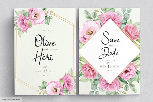 Elegant soft floral wedding invitation card template