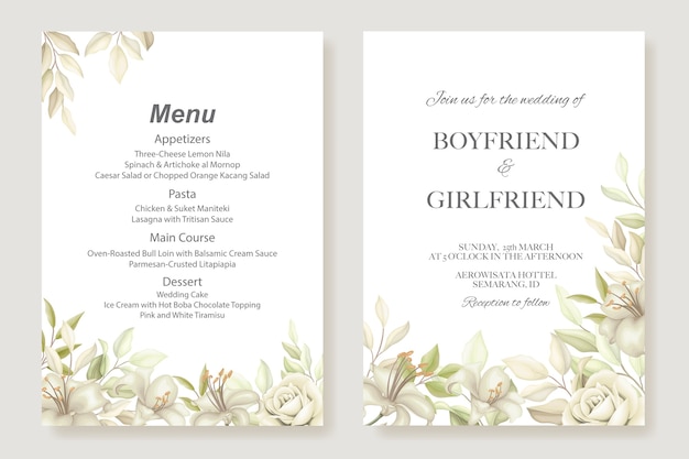 Elegant soft floral wedding invitation card template