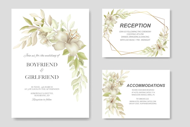 Elegant soft floral wedding invitation card template