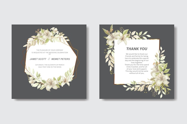 Elegant soft floral wedding invitation card template