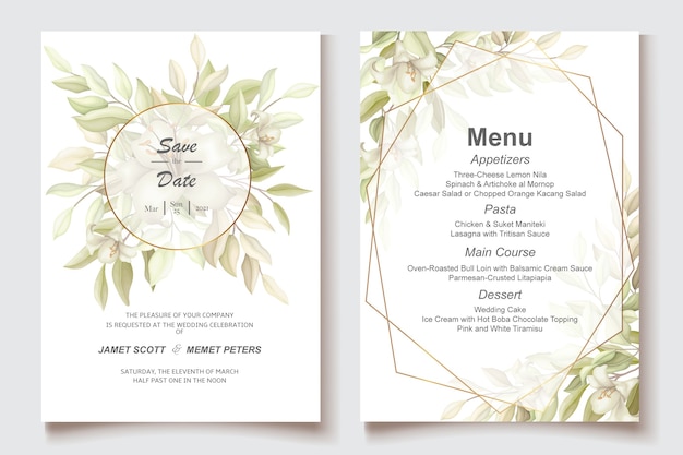 Elegant soft floral wedding invitation card template