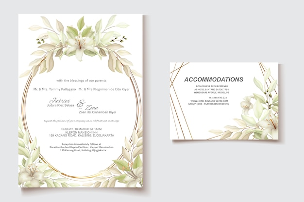 Elegant soft floral wedding invitation card template