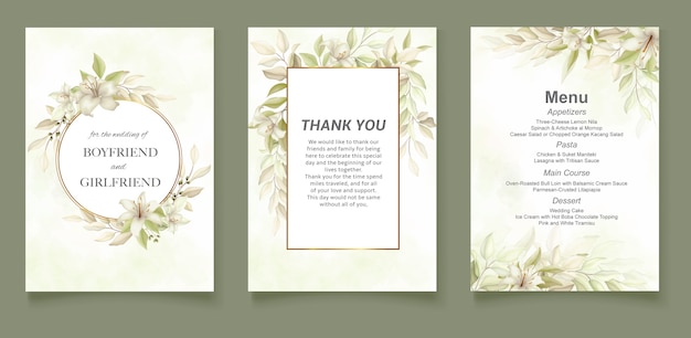 エレガントな柔らかい花の結婚式の招待カードのテンプレート