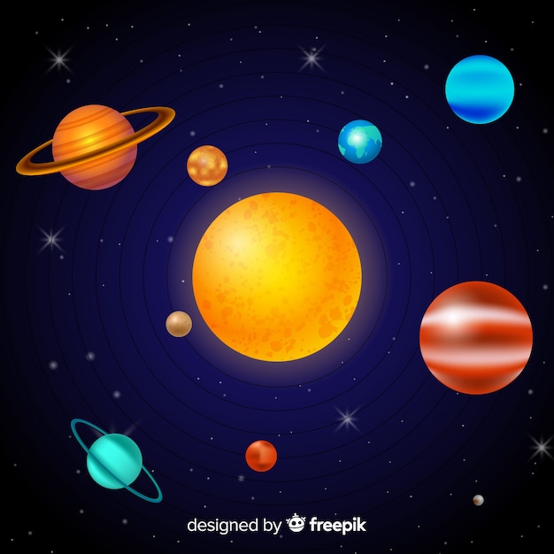 Vector elegant solar system scheme with realistic design