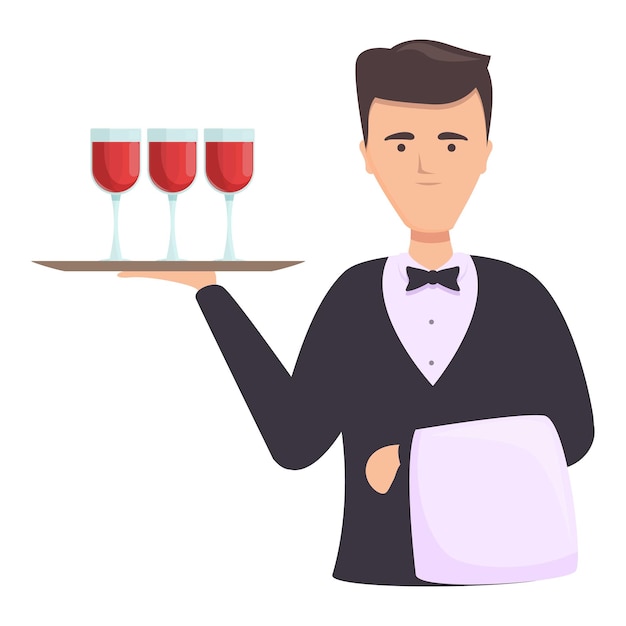 Vector elegant sommelier icon cartoon vector wine glass taste cheese