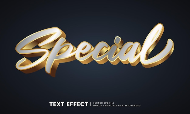 Vettore elegante effetto testo oro 3d speciale. stile di carattere di fantasia di lusso perfetto per titolo e titolo.