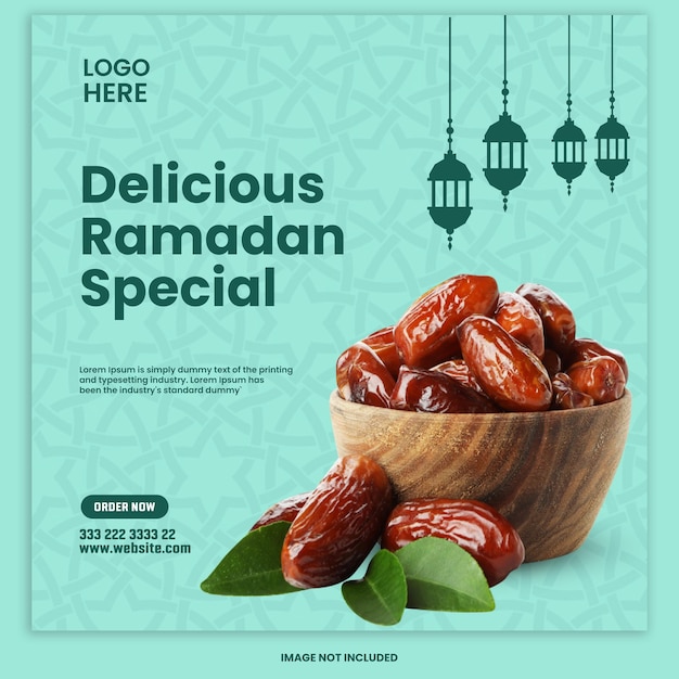 Vettore il ramadan speciale elegante datteri fruttifica il post sui social media