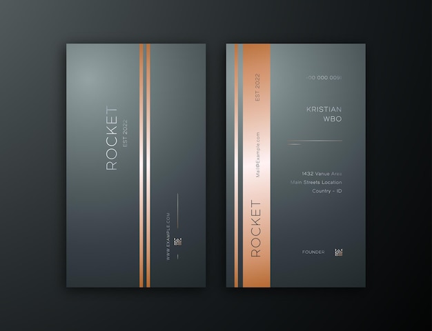 Elegant Stylish Army Dark vertical Business Card Editable Template