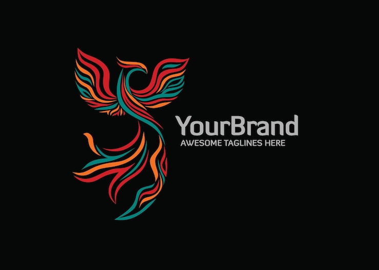Vector elegant stylized phoenix color logo