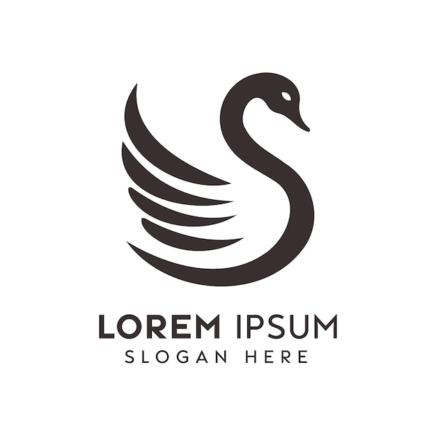 Elegant Swan Logo Design in monochroom voor branding en marketingdoeleinden