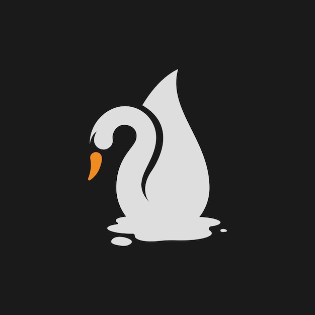 Elegant Swan with Brush and Paint Logo