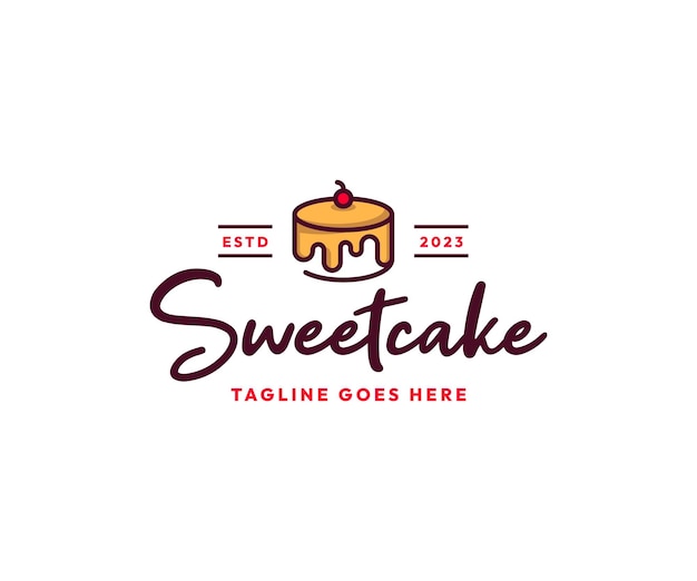 あらゆるビジネス、特にケーキ屋ベーカリーケーキショップカフェなどのエレガントな甘いケーキのロゴ