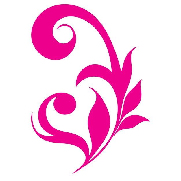 Vettore eleganti vortici damasco con disegno a mano floreale elemento in stile linea rosa illustrato su sfondo bianco