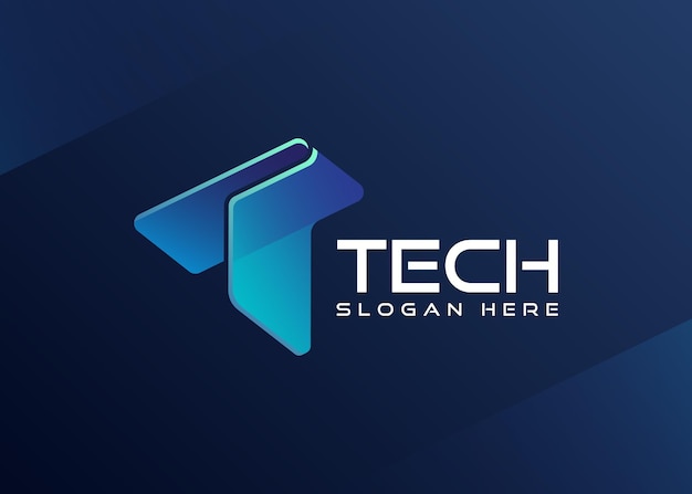 Elegant T Letter Tech Logo Template Full color