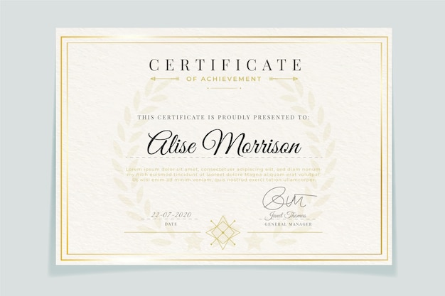 Vector elegant template certificate with frame