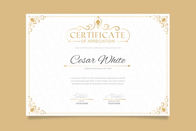 Elegant template certificate with frame
