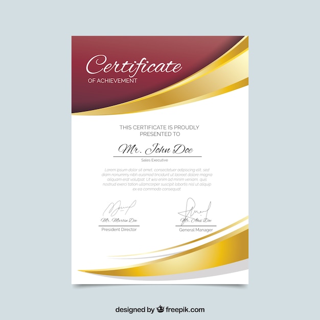 Elegante certificato modello