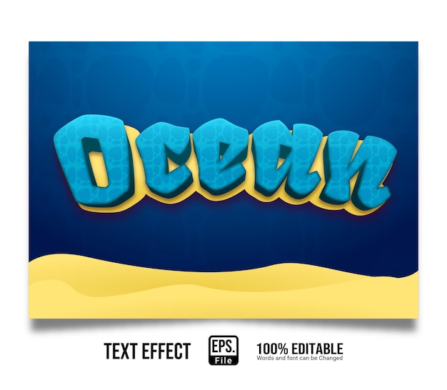 Vector elegant text effect 3d ocean