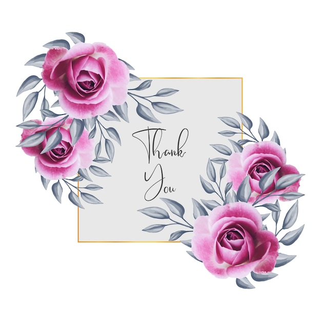 Elegant thank you floral wedding invitation template