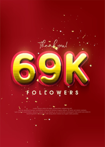 Vector elegant thanks for 69k followers design for social media posts