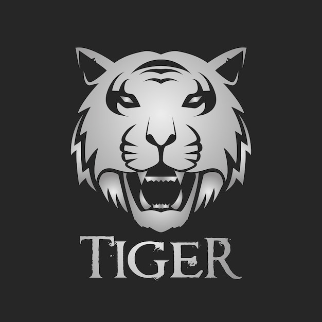 Elegant tiger head logo on black background