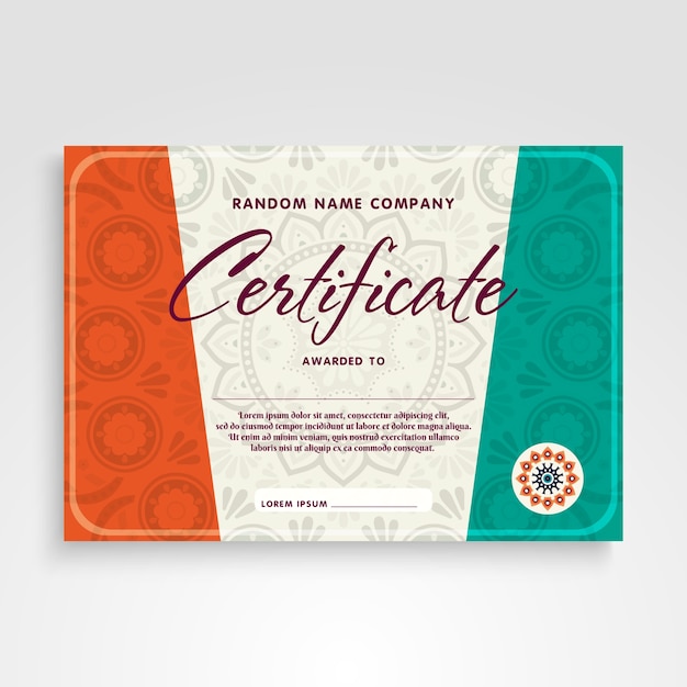 Vector elegant tricolor certificate design