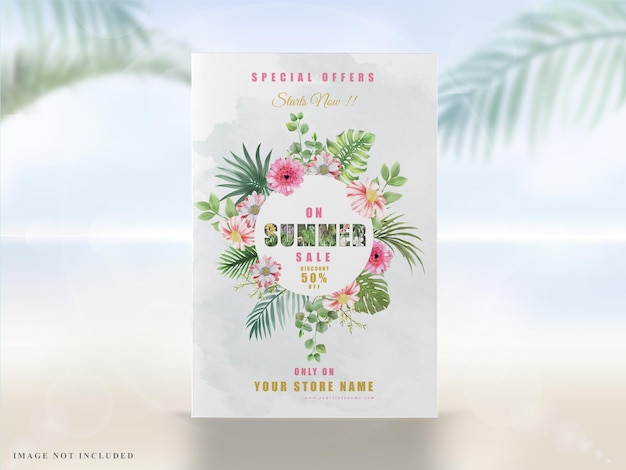 Elegant tropical leaves summer banner