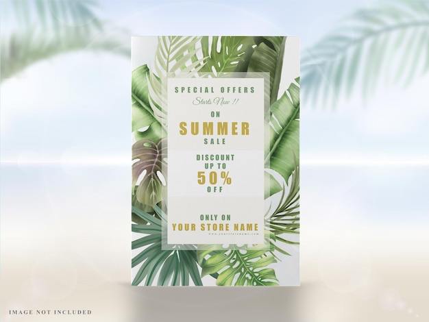 Vector elegant tropical leaves summer banner