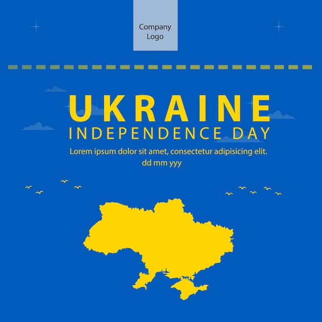 Элегантное поздравление с днем независимости украины на синем фоне