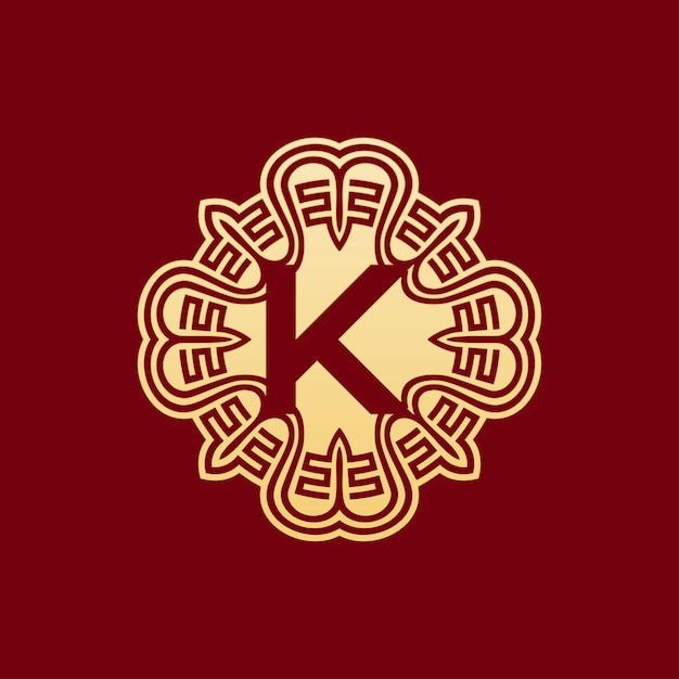 elegant and unique initial letter K oriental ornament alphabet emblem logo