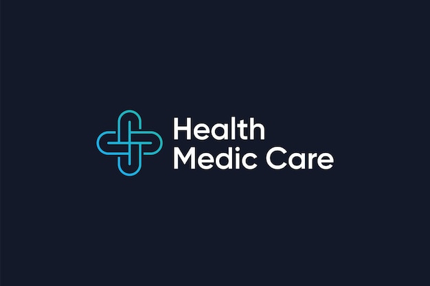 ベクトル エレガントでユニークなラインアートの医療健康ロゴデザイン
