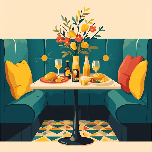 Vector elegant upholstered dining banquette