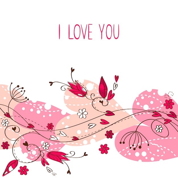 Vector elegant valentine love floral postcard