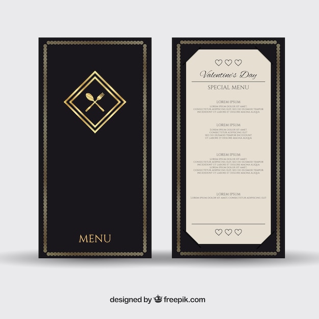 Vector elegant valentine menu