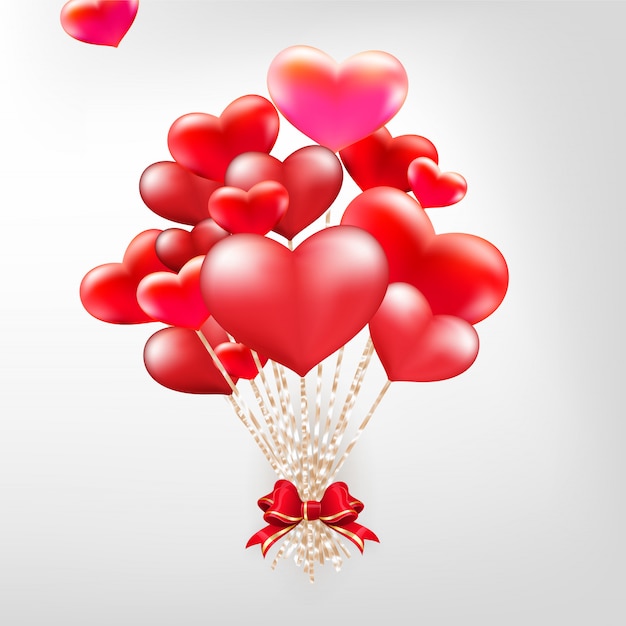 Vector elegant valentines day heart balloons.