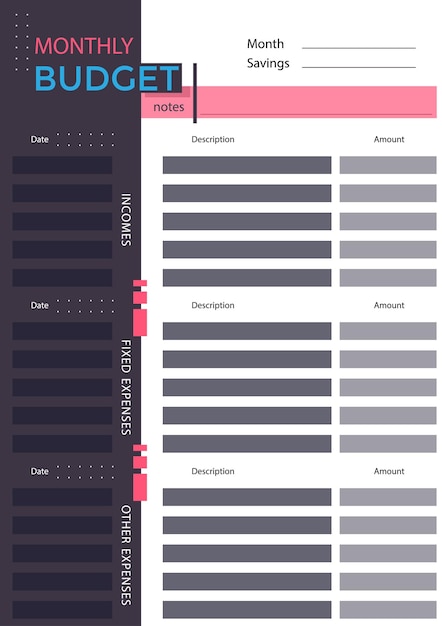 Vector elegant vector budget planner template