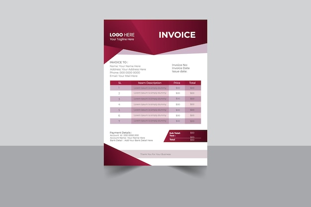 Elegant vector invoice template design