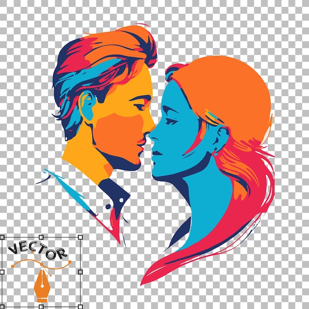 Elegant Vector of Married Couple Full Body Multicolor Logo