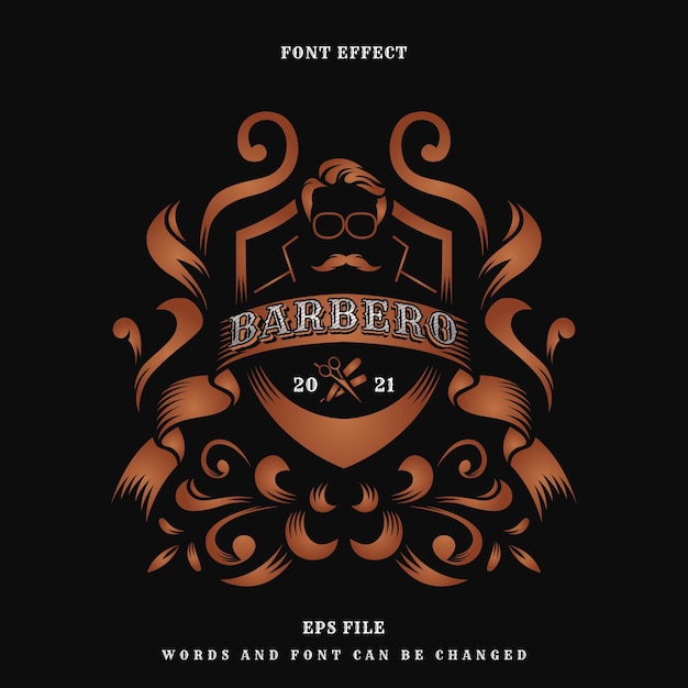 Vector elegant vintage barbershop font effect