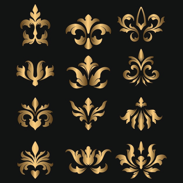 Elegant vintage border and wedding ornaments collection