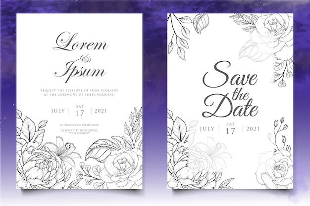 elegant vintage floral wedding invitation template