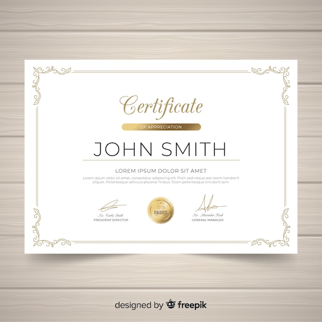 Vector elegant vintage ornamental certificate template