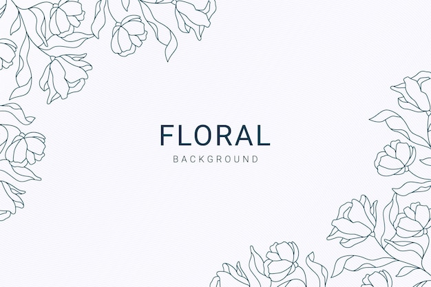 elegant vintage symmetrical blue floral plant leaf hand drawn illustration banner background