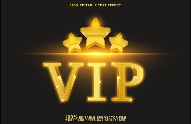 elegant vip with golden star editable text effect